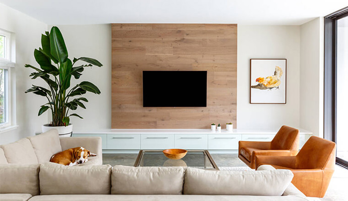 Modern living room with smart LED TV