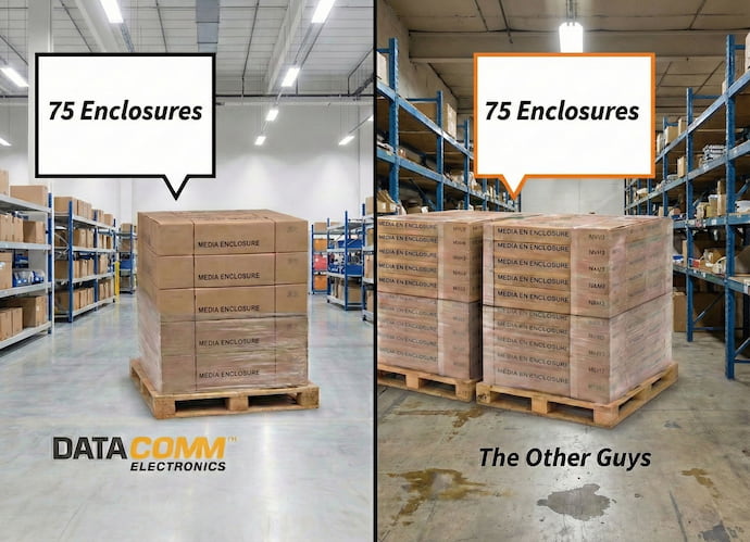 DataComm media enclosure pallet comparison