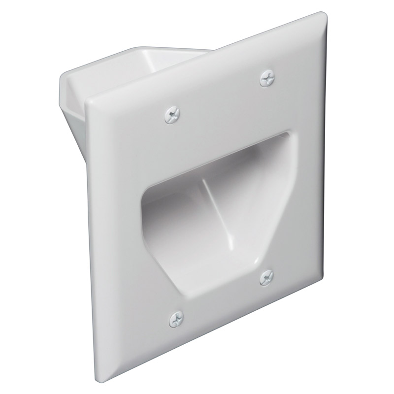 2-Gang Recessed Low Voltage Cable Plate