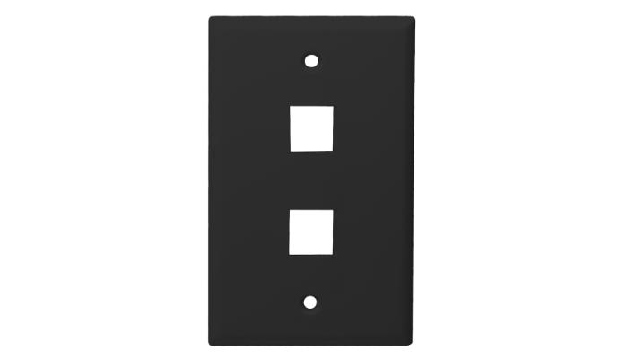 Standard Size Keystone Plate 2 Port, Black, UL