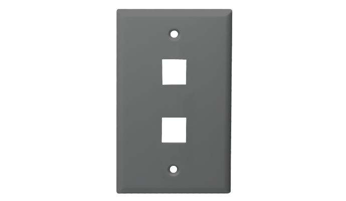 Standard Size Keystone Plate 2 Port, Gray, UL