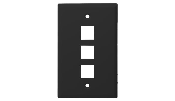 Standard Size Keystone Plate 3 Port, Black, UL