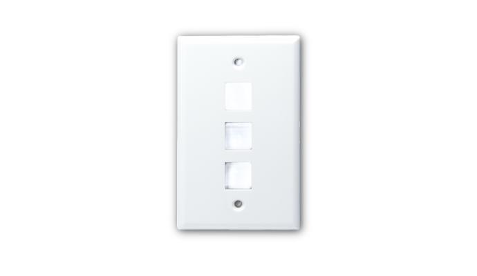 Standard Size Keystone Plate 3 Port, Ultra White UL