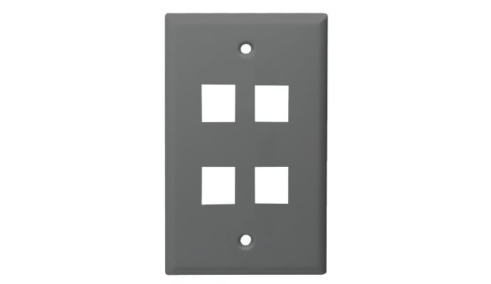 Standard Size Keystone Plate 4 Port, Gray, UL