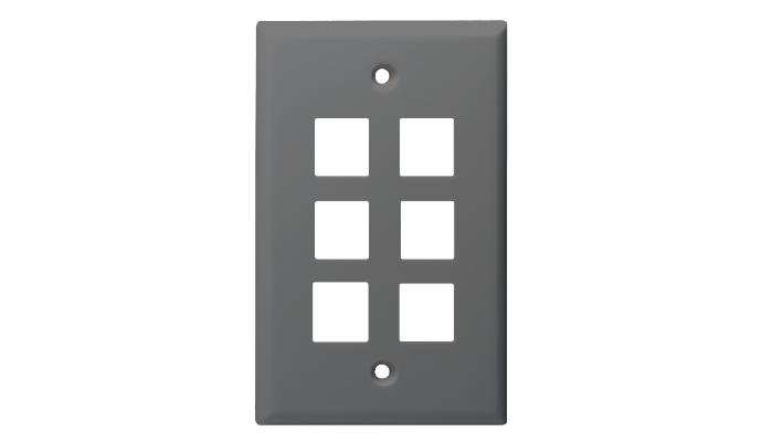 Standard Size Keystone Plate 6 Port, Gray, UL