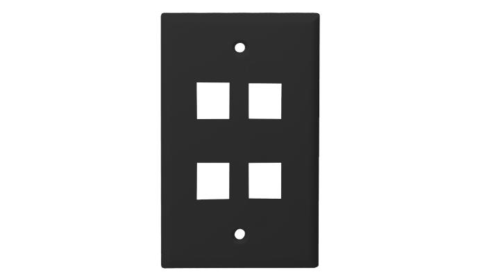 Keystone Midi Plate 4 Port, Black, UL