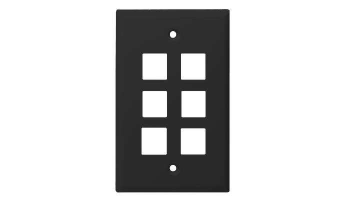Keystone Midi Plate 6 Port, Black, UL