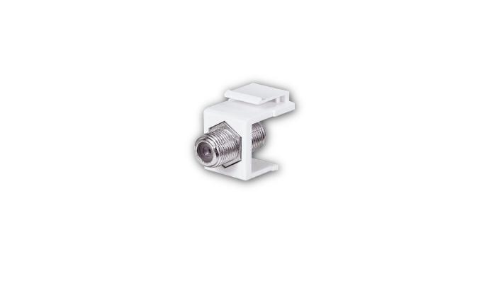 Keystone Jack w/ 1 GHZ F-Connector, Ultra White, UL (Individually wrapped jacks in 10pk)