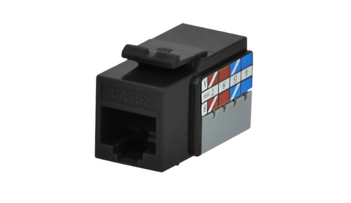 Cat 5e Data Jack, Black UL (Individually wrapped jacks in 10pk) 90 Degree