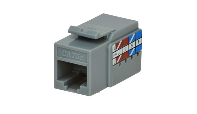 Cat 5e Data Jack, Gray UL (Individually wrapped jacks in 10pk) 90 Degree