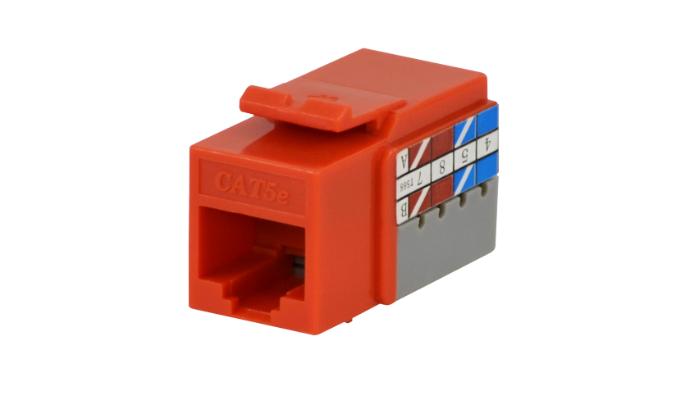 Cat 5e Data Jack, Orange, UL - 25 Pack - 90 Degree (contractor pack)