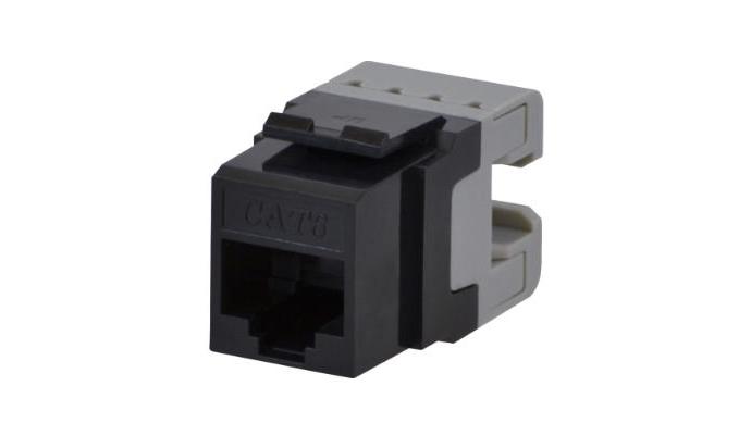 Cat 6 Data Jack, 180o Configuration, Black (Individually wrapped jacks in 10pk)