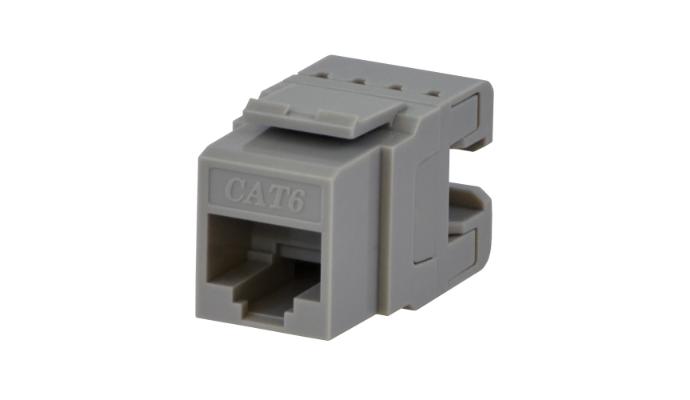 Cat 6 Data Jack, 180o Configuration, Gray (Individually wrapped jacks in 10pk)