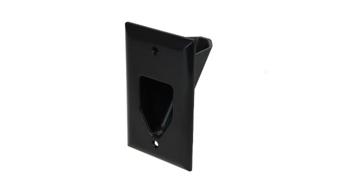 1-Gang Recessed Low Voltage Cable Plate Black