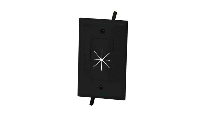 Cable Plate with Flexible Opening, 1-Gang, Black (Includes built in mounting bracket - retrofit)