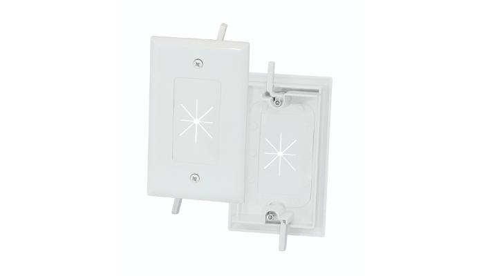 Cable Plate with Flexible Opening, 1-Gang, Ultra White (Includes built in mounting bracket - retrofit)