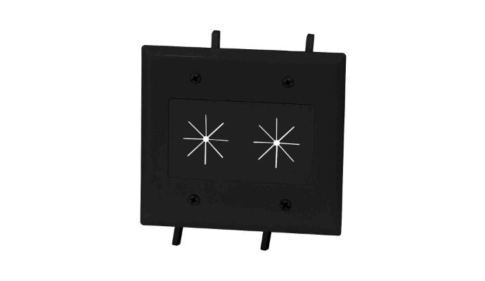 Cable Plate with Flexible Opening, 2-Gang, Black (Includes built in mounting bracket - retrofit)