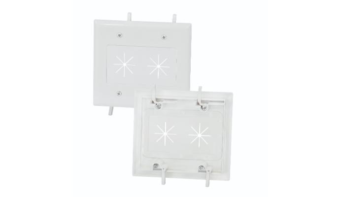 Cable Plate with Flexible Opening, 2-Gang, Ultra White (Includes built in mounting bracket - retrofit)