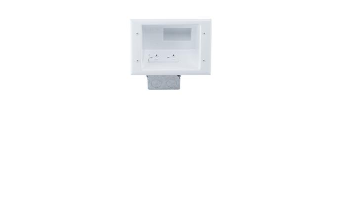 Recessed Low Voltage Mid-Size Plate with 20 Amp Duplex Receptacle, White