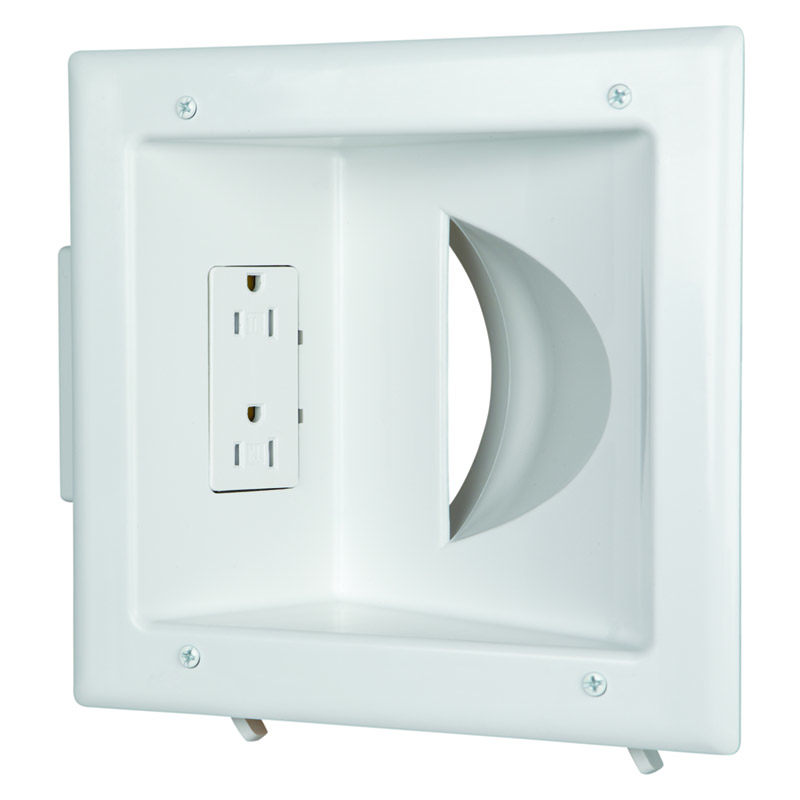 Recessed low voltage media plate white